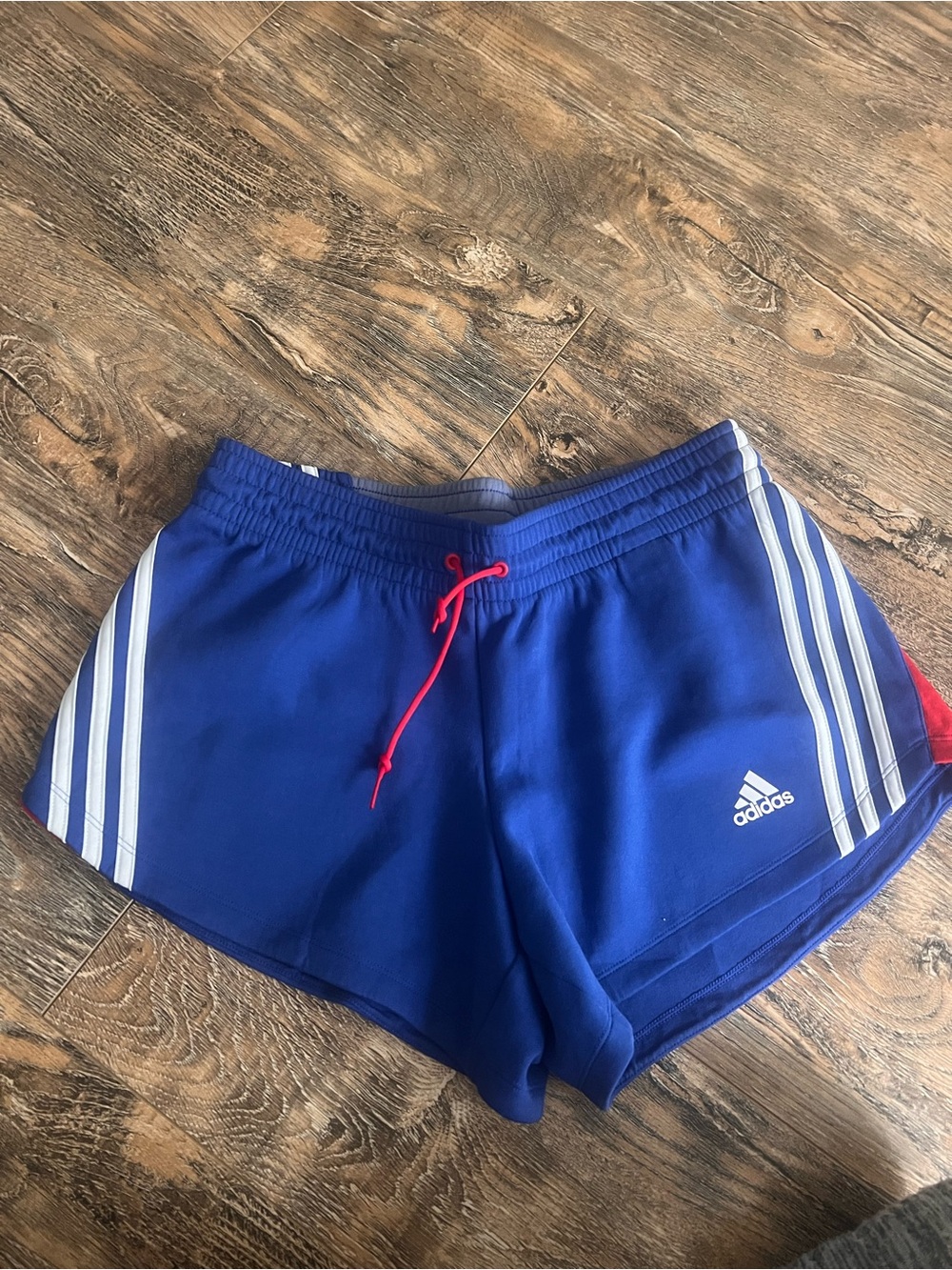 adidas Women's Bright Blue Athletic Shorts with White Stripes